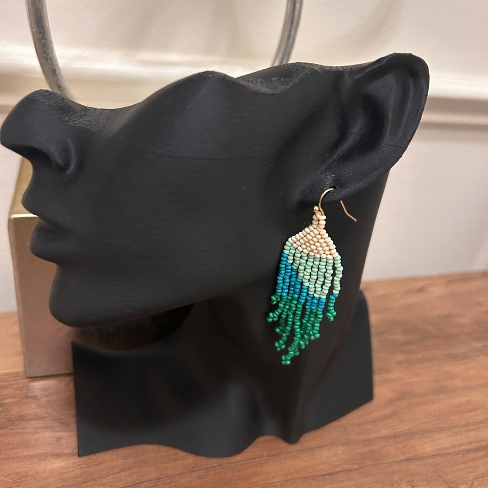 Plunder Teal and Green Beaded Earrings